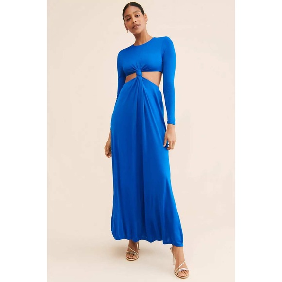 FARM Rio Dresses & Skirts - Farm Rio Royal Blue Cut-Out Knot Front Long Sleeve Maxi Dress Gown Small NWT